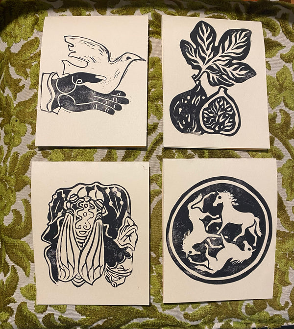 Holiday Lino Cut Cards