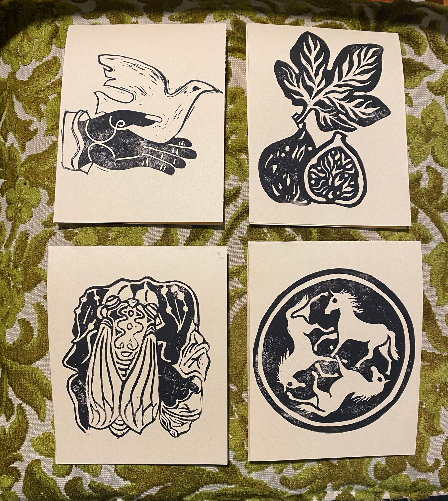 Holiday Lino Cut Cards