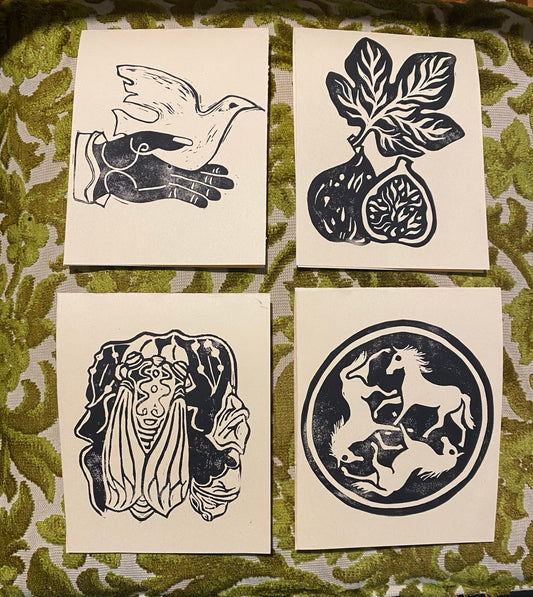 Holiday Lino Cut Cards