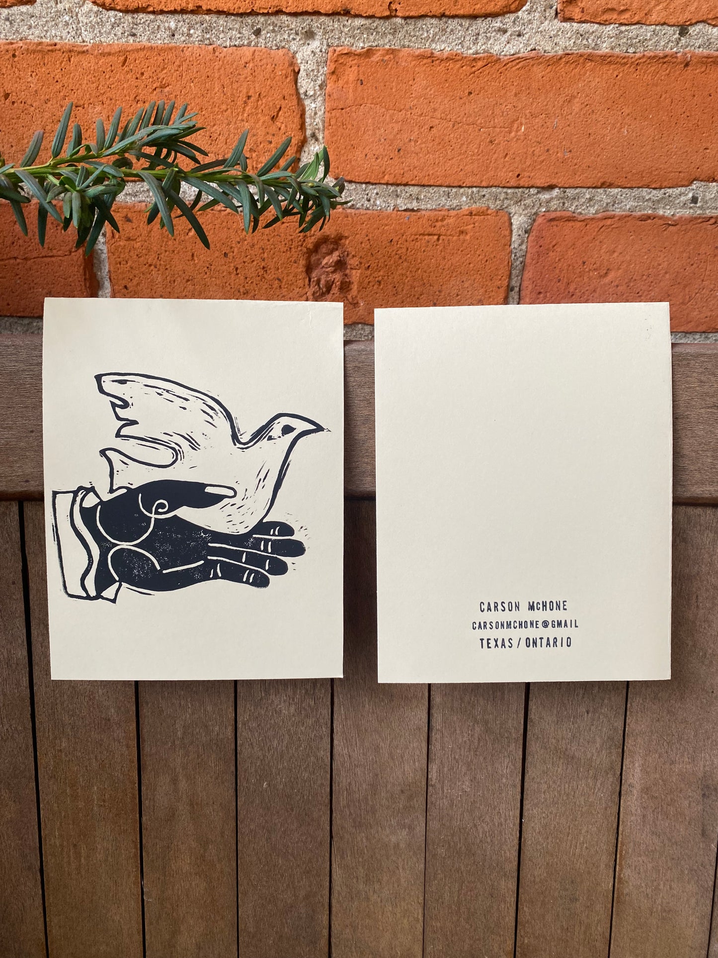 NEW - Hand Printed Holiday Lino Cut Card (plus envelope)
