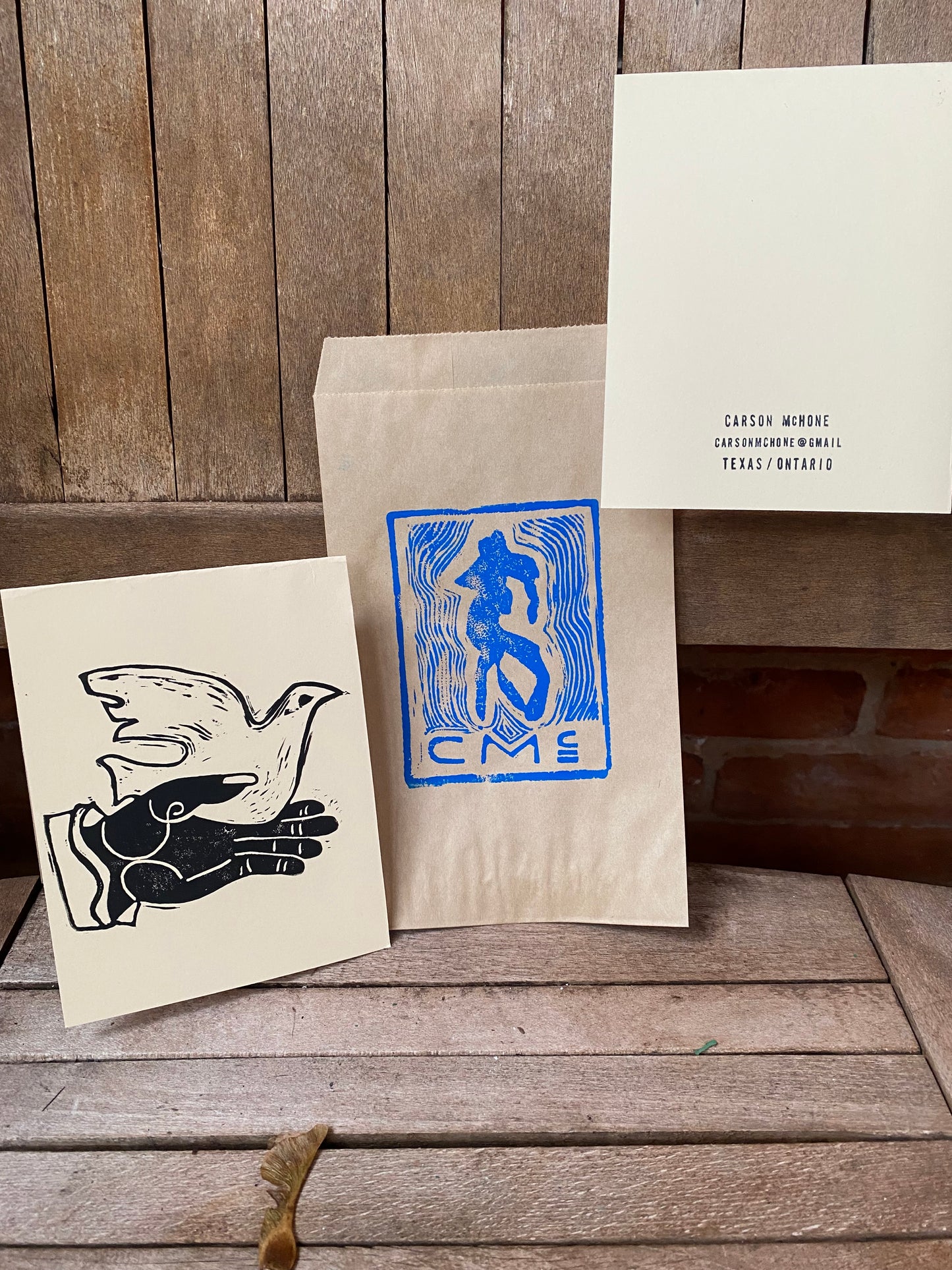 NEW - Hand Printed Holiday Lino Cut Card (plus envelope)